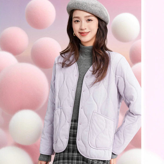 Women's Crew-neck Long-sleeve Thermal Cotton Jacket