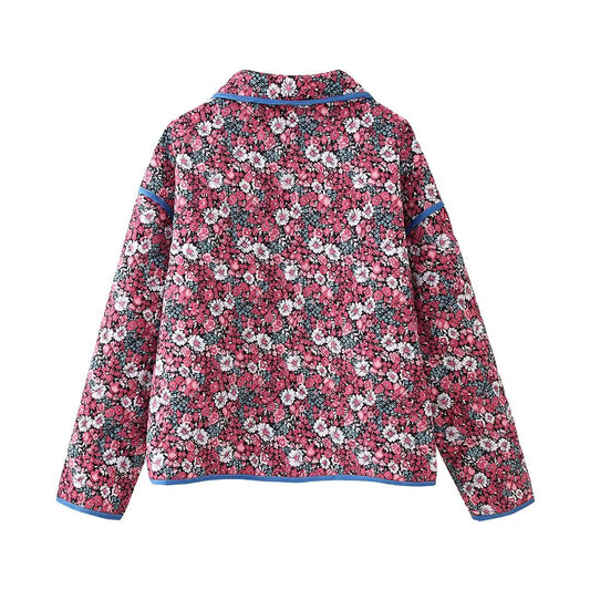 Women's Casual Fashionable Floral Cotton-Padded Jacket Coats