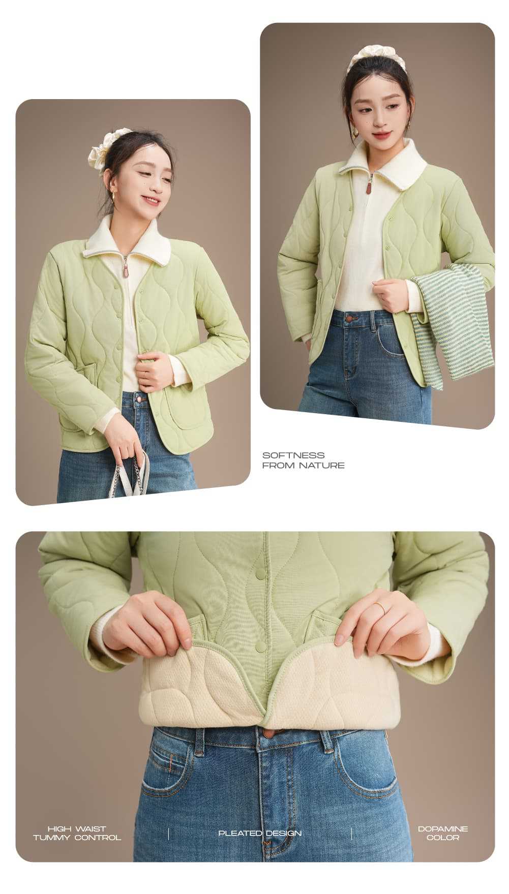 Women's Crew-neck Long-sleeve Thermal Cotton Jacket